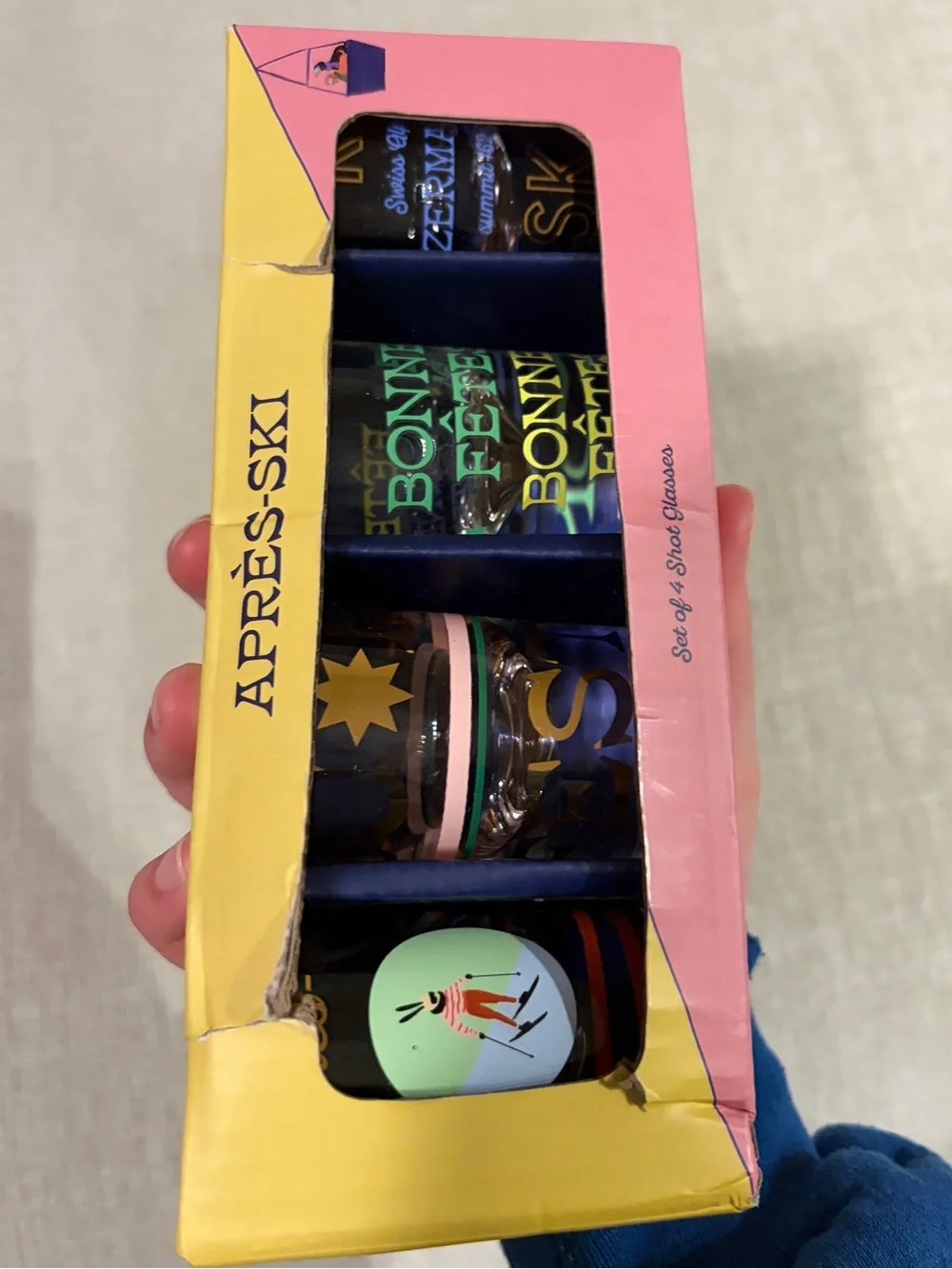Anthropologie Apres Ski Shot Glasses Set of 4 NEW NIB